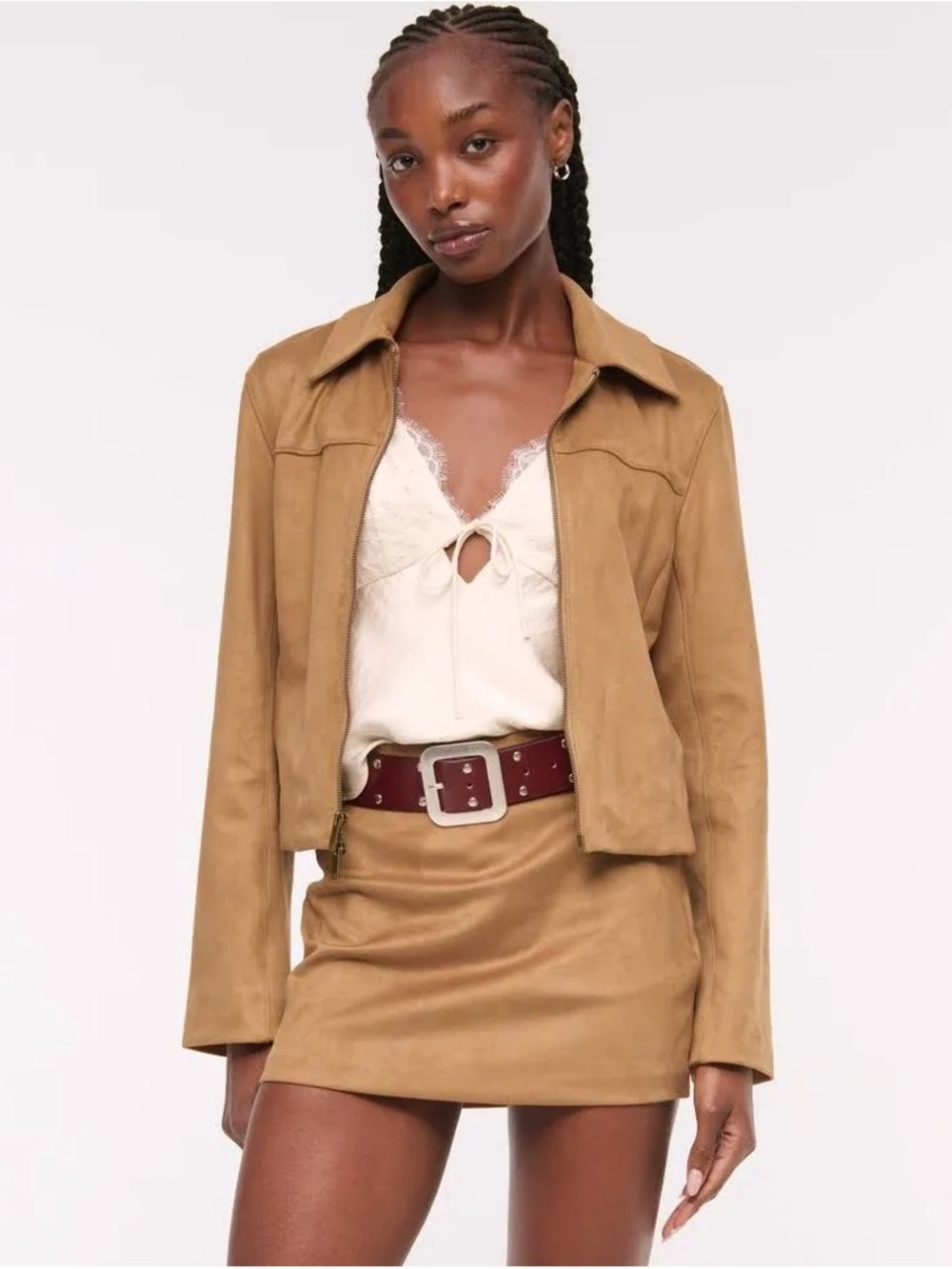 Abercrombie & Fitch Camel Suede Mini Skirt
